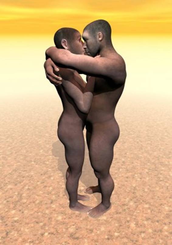 Пара Homo erectus - 3D визуализации — стоковое фото